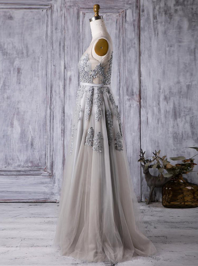 Silver A-line Bridesmaid Dresses,Gorgeous Mother Of The Bride Dress,BD