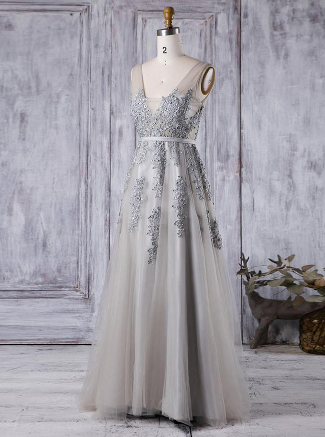 Silver A-line Bridesmaid Dresses,Gorgeous Mother Of The Bride Dress,BD