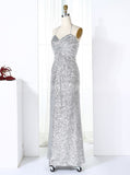 Silver Bridesmaid Dresses,Halter Sequined Bridesmaid Dress,Long Bridesmaid Dress,BD00271