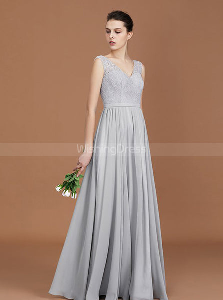 Silver Bridesmaid Dresses,Long Bridesmaid Dress,Elegant Bridesmaid Dress,BD00248