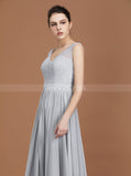 Silver Bridesmaid Dresses,Long Bridesmaid Dress,Elegant Bridesmaid Dress,BD00248