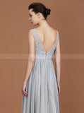 Silver Bridesmaid Dresses,Long Bridesmaid Dress,Elegant Bridesmaid Dress,BD00248