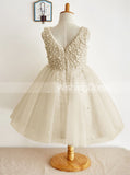 Silver Flower Girl Dress,Jeweled Flower Girl Dress,Princess Flower Girl Dress,FD00018
