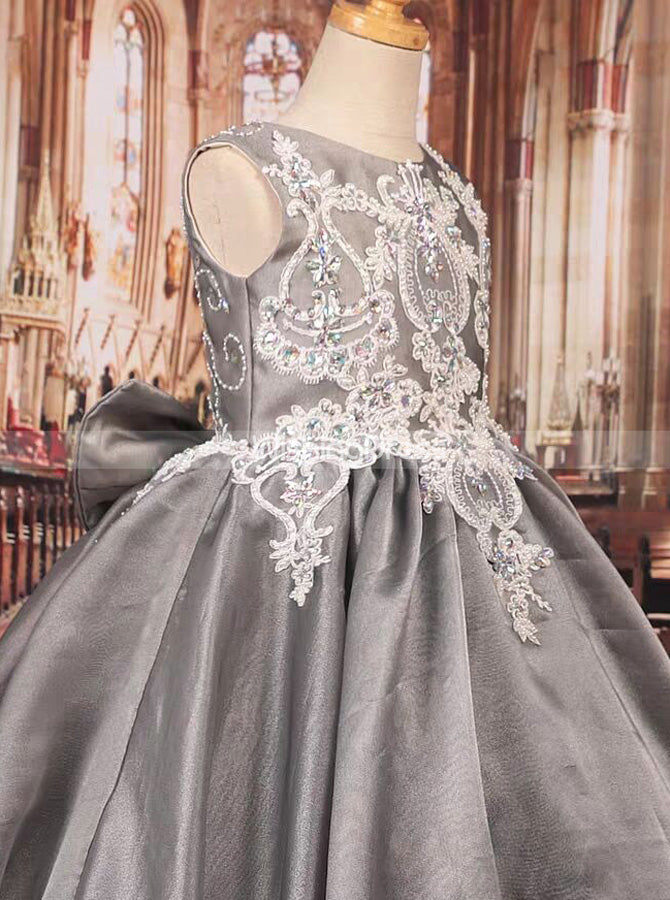 girls silver dress Silver Girls Pageant Dress,Beautiful Girls Party Dress,GPD0008