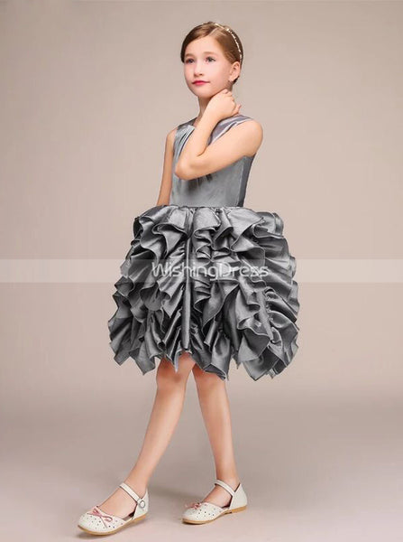 Silver Girls Party Dress,Ruffled Short Special Occasion Dress for Teens,JB00072