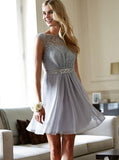 Silver Homecoming Dresses,Lace Chiffon Homecoming Dress,Short Homecoming Dress,HC00201