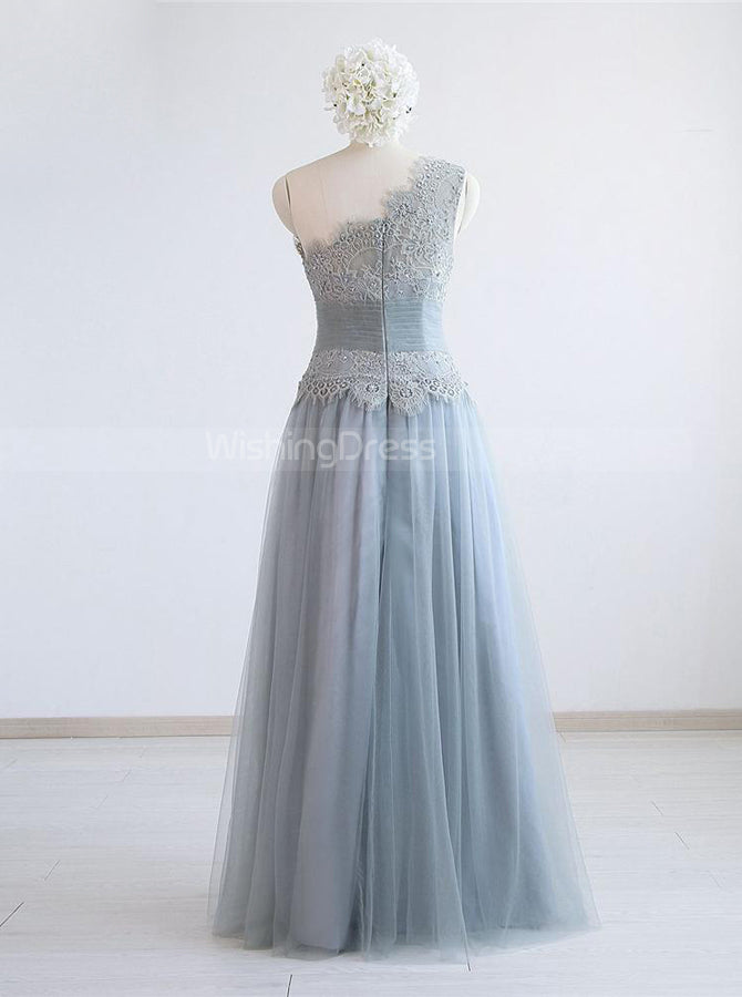 Silver One Shoulder Bridesmaid Dresses,Tulle Bridesmaid Dress,BD00341 - Wishingdress Silver One Shoulder Bridesmaid Dresses,Tulle Bridesmaid Dress,BD00341 - Wishingdress