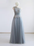 Silver One Shoulder Bridesmaid Dresses,Tulle Bridesmaid Dress,BD00341