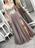 Prom Dress for Teens,Off the Shoulder Prom Dress with Slit,PD00397