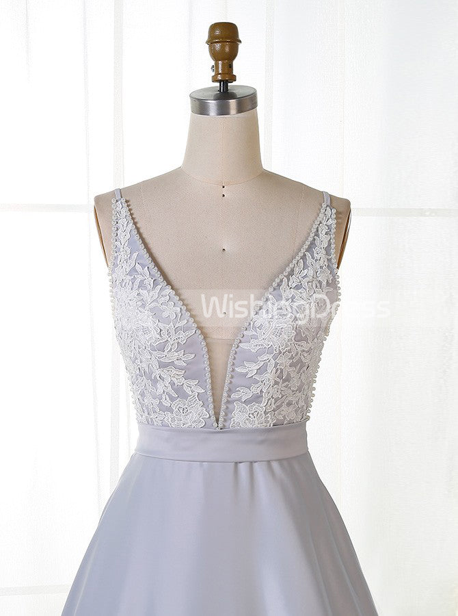 Silver Prom Dresses,A-line Prom Dress,Prom Dress with Train,PD00340 - Wishingdress Silver Prom Dresses,A-line Prom Dress,Prom Dress with Train,PD00340 - Wishingdress