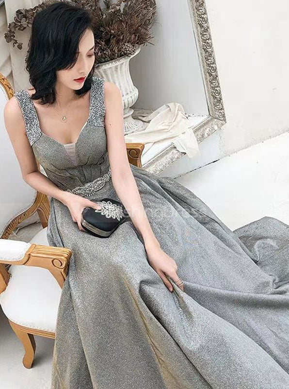 Silver Prom Dresses,Elegant Floor Length Prom Dress,PD00376 - Wishingdress Silver Prom Dresses,Elegant Floor Length Prom Dress,PD00376 - Wishingdress