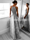 Silver Prom Dresses,High Low Prom Dress,Lace Prom Dress,Classic Prom Dress,PD00264