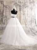 Simple A-line Tulle Wedding Dress with Belt,Sweetheart Neckline Bridal Gown,WD00573