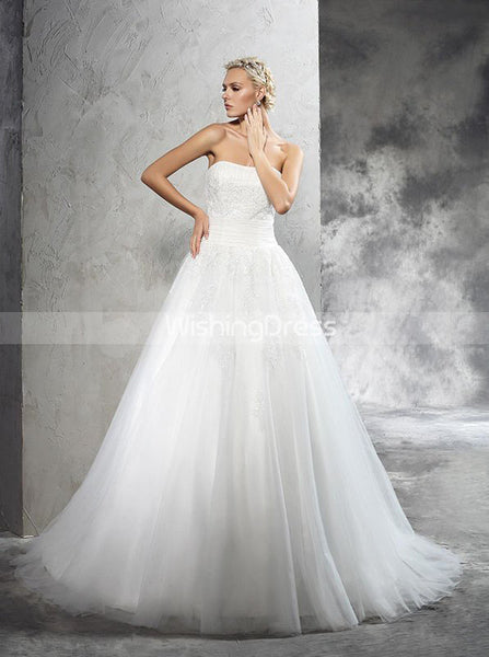 Simple Bridal Dress,Strapless Wedding Dresses,Tulle Wedding Dress,WD00280