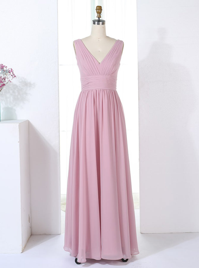 Simple Bridesmaid Dresses,V-neck Bridesmaid Dress,Long Bridesmaid Dres
