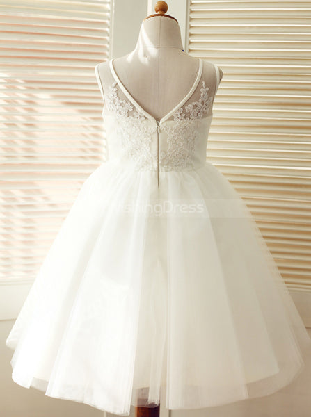 Simple Flower Girl Dresses,Tea Length Flower Girl Dress,FD00097