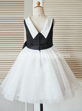 Simple Flower Girl Dresses,Two Tone Flower Girl Dress,Tea Length Flower Girl Dress,FD00041