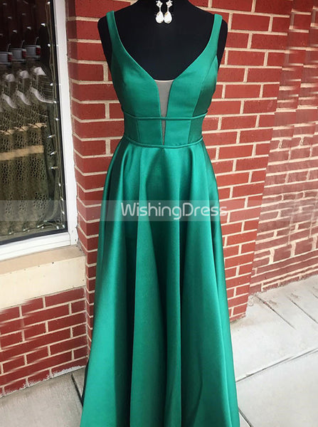 Simple Prom Dress with Pockets,Satin Long Prom Dress,PD00473