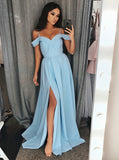 Simple Prom Dress with Slit,Satin Prom Dress,Long Prom Dress,PD00314