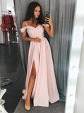 Simple Prom Dress with Slit,Satin Prom Dress,Long Prom Dress,PD00314