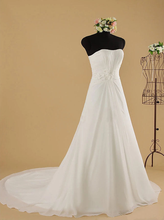 Simple Strapless Wedding Dress,Beach Chiffon Wedding Dress,WD00560, US16 / Ivory Simple Strapless Wedding Dress,Beach Chiffon Wedding Dress,WD00560, US16 / Ivory