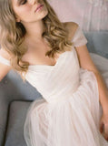 Simple Wedding Dress,Tulle Wedding Dresses,Off the Shoulder Bridal Dress,WD00085