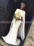 Simple Wedding Dress with Cape,Fitted Mermaid Wedding Dress,WD00495