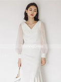 Simple Wedding Dresses,Outdoor Wedding Dress with Long Sleeves,WD00439