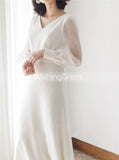 Simple Wedding Dresses,Outdoor Wedding Dress with Long Sleeves,WD00439