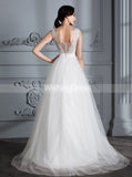 Simple Wedding Dresses,Tulle Bridal Dress,Princess Wedding Dress with Train,WD00290
