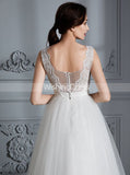 Simple Wedding Dresses,Tulle Bridal Dress,Princess Wedding Dress with Train,WD00290