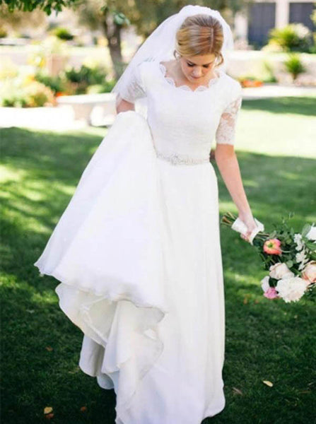 Simple Wedding Dresses,Wedding Dress with Sleeves,Boho Wedding Dress,WD00185