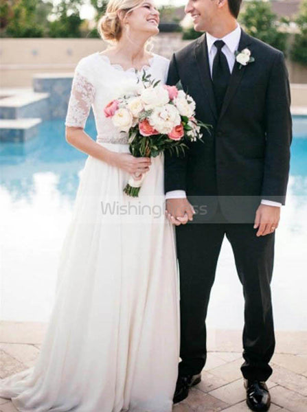 Simple Wedding Dresses,Wedding Dress with Sleeves,Boho Wedding Dress,WD00185