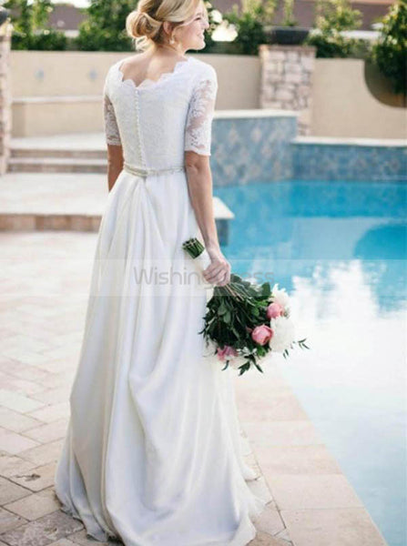 Simple Wedding Dresses,Wedding Dress with Sleeves,Boho Wedding Dress,WD00185