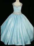 SkyBlue Girls Pageant Dress,Satin Floor Length Formal Special Occasion Dress,GPD0002
