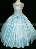 SkyBlue Girls Pageant Dress,Satin Floor Length Formal Special Occasion Dress,GPD0002