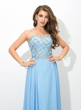 SkyBlue Prom Dresses,Beaded Prom Dress,Long Strapless Prom Dress,PD00333