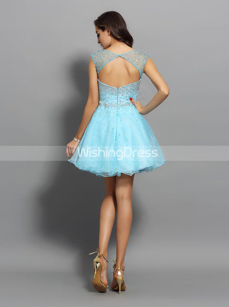 SkyBlue Sweet 16 Dresses,Beaded Sweet 16 Dress,Backless Sweet 16 Dress,SW00042