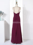 Spaghetti Straps Bridesmaid Dresses,Burgundy Bridesmaid Dress,Long Bridesmaid Dress,BD00326