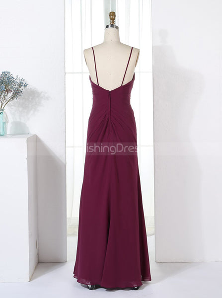 Spaghetti Straps Bridesmaid Dresses,Burgundy Bridesmaid Dress,Long Bridesmaid Dress,BD00326