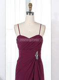 Spaghetti Straps Bridesmaid Dresses,Burgundy Bridesmaid Dress,Long Bridesmaid Dress,BD00326
