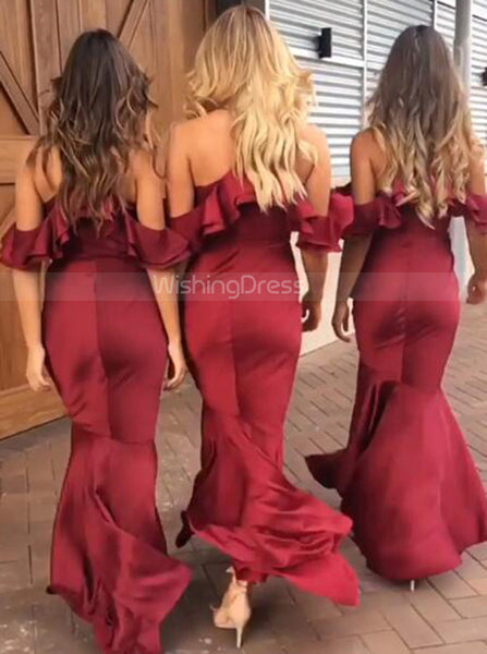 Spaghetti Straps Bridesmaid Dresses,High Low Mermaid Bridesmaid Dress,BD00330