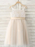 Spaghetti Straps Flower Girl Dress,Short Flower Girl Dress,Cute Girl Party Dress,FD00061