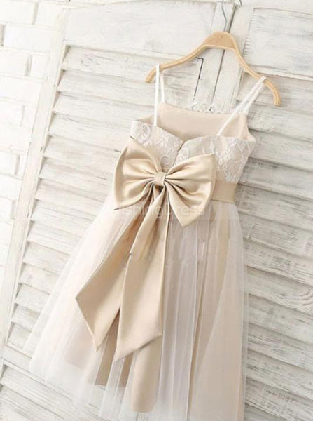 Spaghetti Straps Flower Girl Dress,Short Flower Girl Dress,Cute Girl Party Dress,FD00061