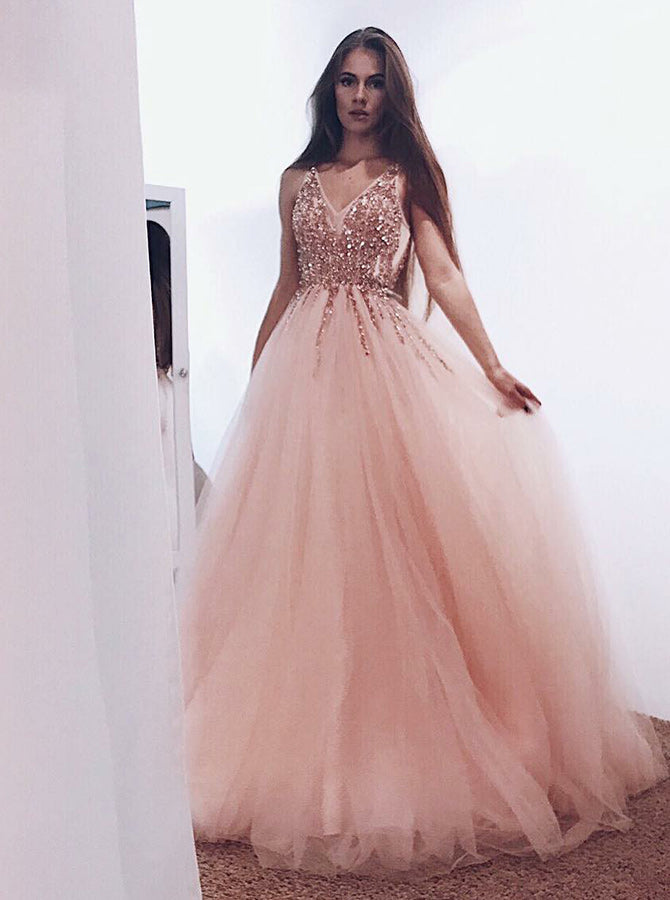 Sparkly Prom Dresses,Tulle Long Prom Dress,Princess Prom Dress,Formal