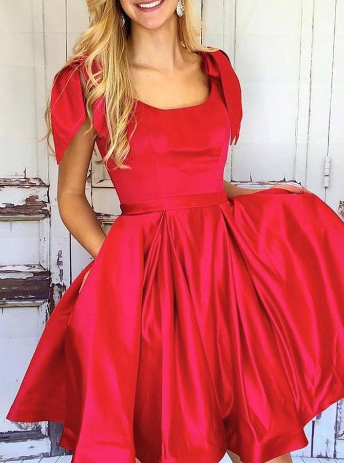 Red Cocktail Dresses,Modest Homecoming Dresses,Cocktail Dress with Pockets,CD00020 US6 / SkyBlue