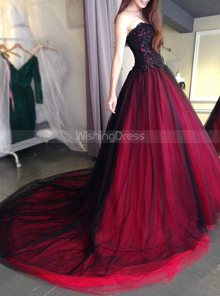 Strapless Prom Dress,Tulle Elegant Wedding Dress,PD00423