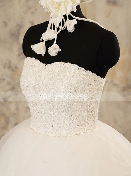 Strapless Tulle Ball Gown Wedding Dress,Ivory Princess Wedding Gown,WD00576