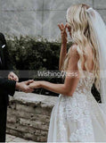 Strapless Wedding Dress,A-line Tulle Bridal Gown with See Through Bodice,WD00605