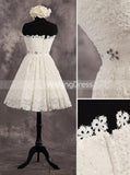 Strapless Wedding Reception Dresses,Lace Short Wedding Dress,WD00553